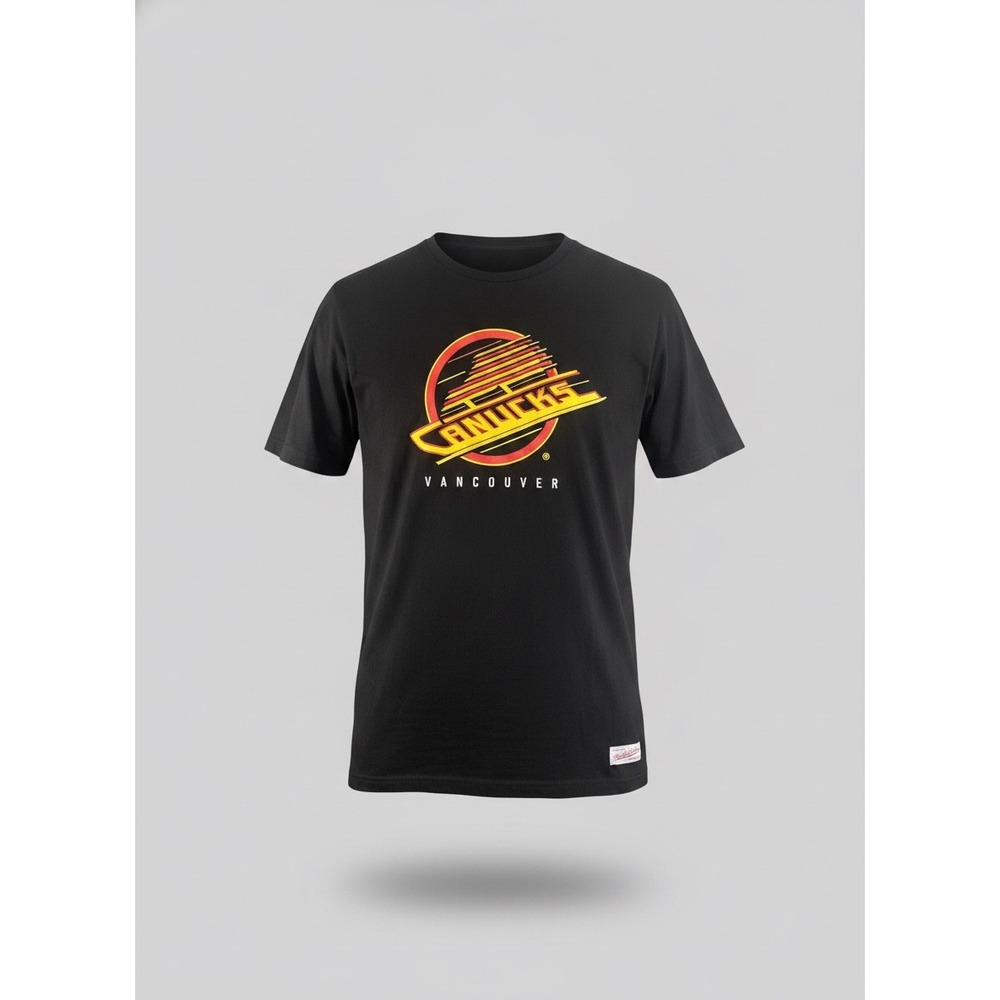 Mitchell & Ness Vancouver Canucks Vintage Skate Logo Black T-Shirt Mens 2XL NHL